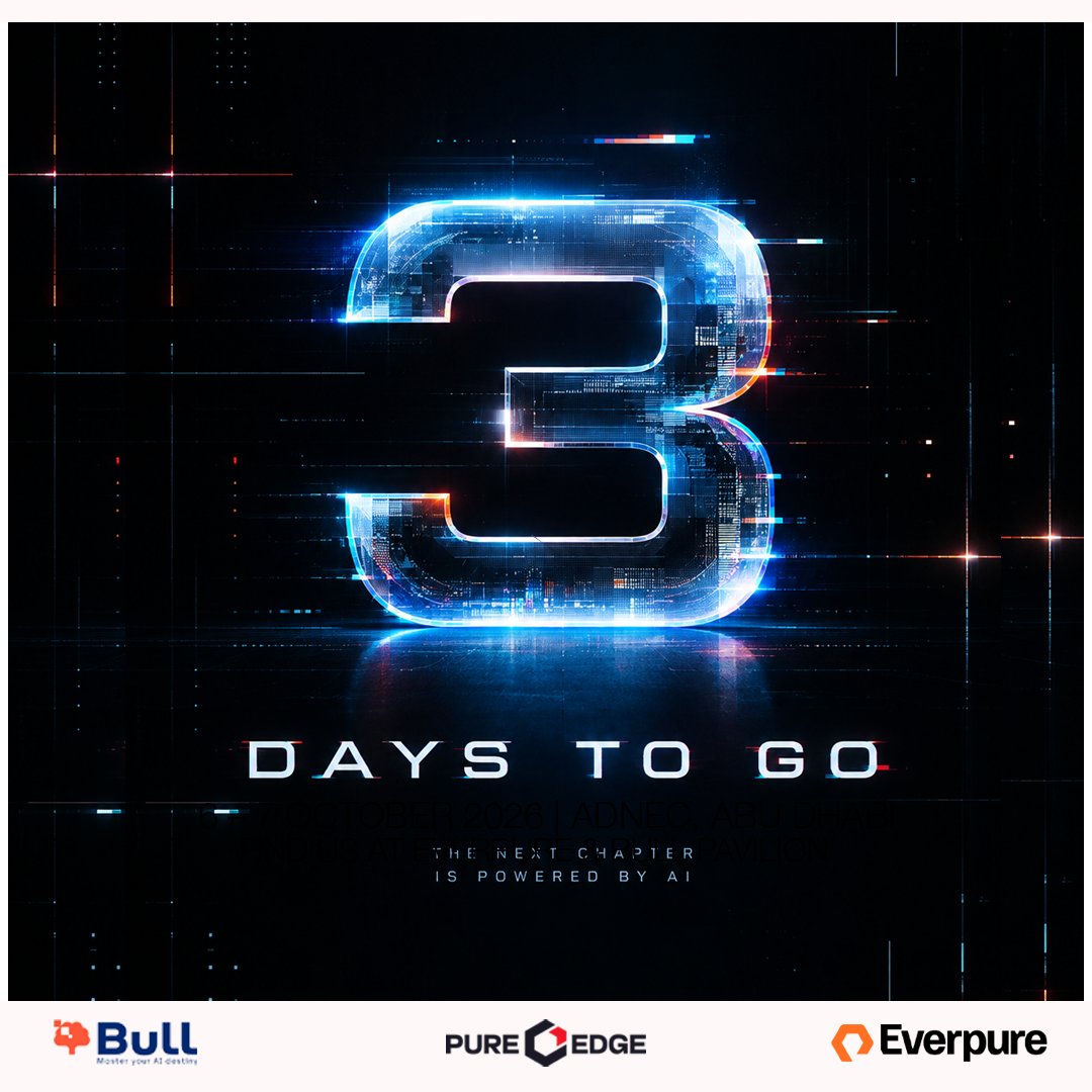 PureEdgeIT's tweet photo. 𝗔 𝗡𝗘𝗪 𝗗𝗜𝗚𝗜𝗧𝗔𝗟 𝗘𝗥𝗔 𝗜𝗦 𝗧𝗔𝗞𝗜𝗡𝗚 𝗦𝗛𝗔𝗣𝗘.
𝗦𝗬𝗦𝗧𝗘𝗠 𝗖𝗢𝗨𝗡𝗧𝗗𝗢𝗪𝗡: 𝟬𝟯 𝗗𝗔𝗬𝗦 𝗧𝗢 𝗚𝗢.

Find us at the Bull and Everpure Pavilion at AI Everything Abu Dhabi
📅 6–7 October 2026
📍 ADNEC, Abu Dhabi
Bull | Everpure |Ai Everything Abu Dhabi https://t.co/TqEBfRp7Xf