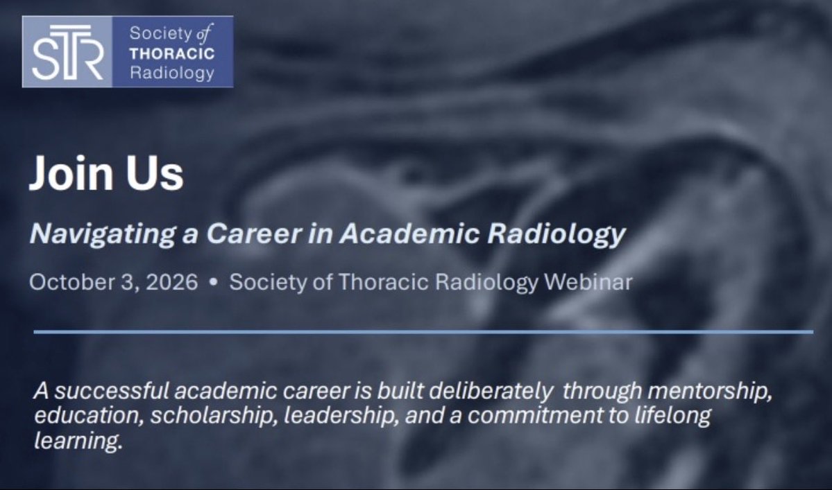 JTIJournal's tweet photo. 🫁 Tomorrow, Oct 3rd, tune into the FREE STR webinar, Navigating a Career in Academic Radiology! 

🗣️ STR President Brett Elicker + #JTI Editor-in-Chief Jeffrey Kanne; JTI Editorial Board @LaurenGroner @BrixeyAnu @sanjeevbhalla &amp; Chris Walker; and more!

Registration 🔗 in reply! https://t.co/THfzwayBrX