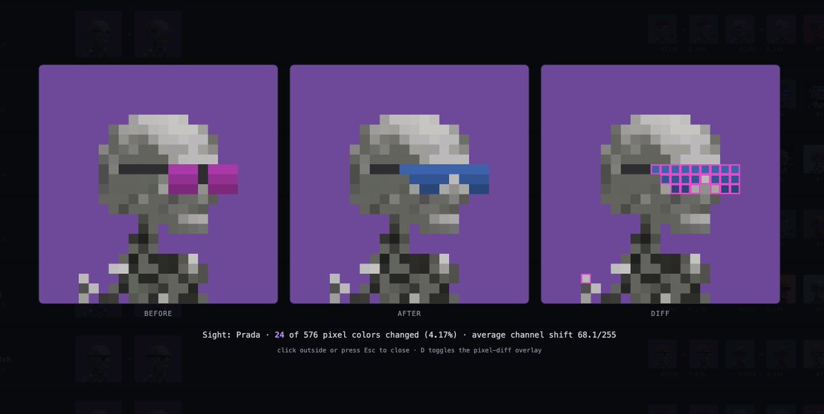 Matrick's tweet photo. Gucci, Prada and Versace each changed 24 / 576 pixels (4.17%).

Gucci might be my favorite of the bunch — the old magenta/purple treatment is now a much darker wine-red / burgundy gradient.

#8f2448 → #791e3c → #601830

Very different personality from ~24 pixels. https://t.co/IPJghhzm2k