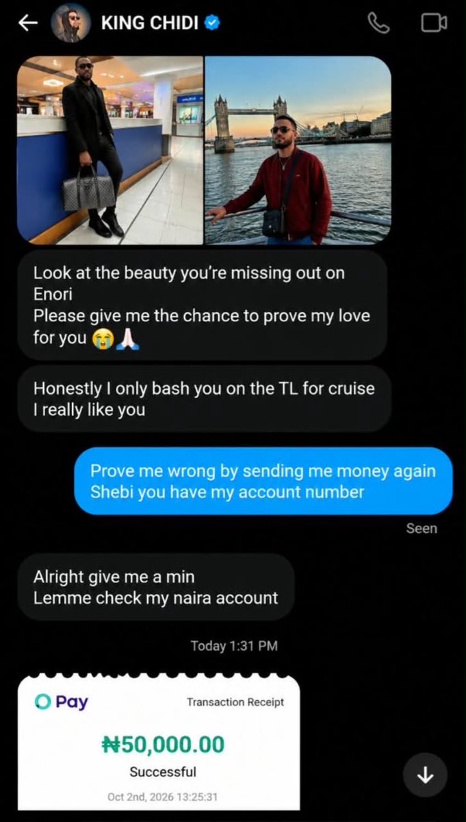 Brattyenori13's tweet photo. Chidi the “alpha male” will bash me online all day only for him to be simping in my DMs 😭anyways thanks for the 50k😌 https://t.co/mUACjmd4wA