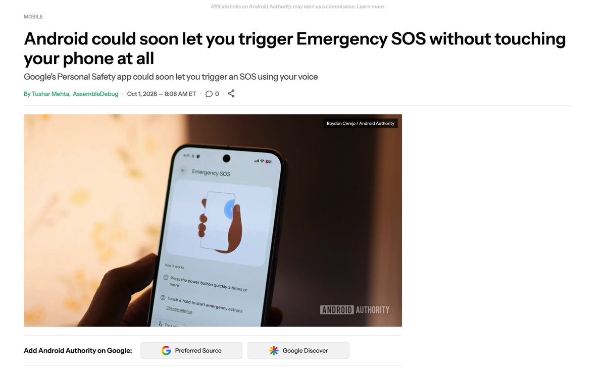 theandroidrush's tweet photo. 🚨 Android could soon let you trigger Emergency SOS hands-free! 🆘

Say “Help, Help, Help” 3 times, confirm with “Yes” and your phone could call emergency services, share your location &amp; start recording.

⚠️ Samsung may be excluded.

#Android #TheAndroidRush https://t.co/q739sOwGIm
