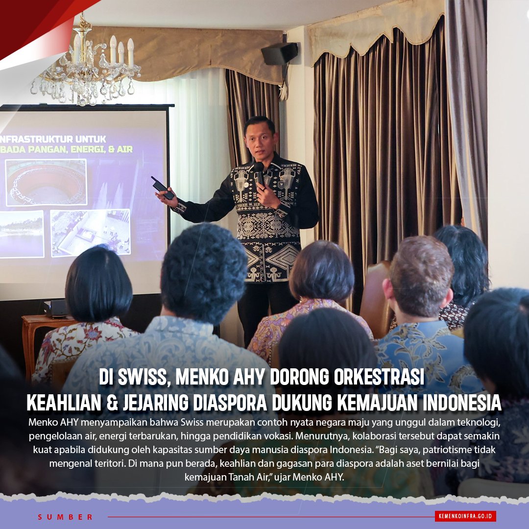 AHY_Galery's tweet photo. Di Swiss, Menko AHY Dorong Orkestrasi Keahlian &amp; Jejaring Diaspora Dukung Kemajuan Indonesia https://t.co/bvaRB75a9H