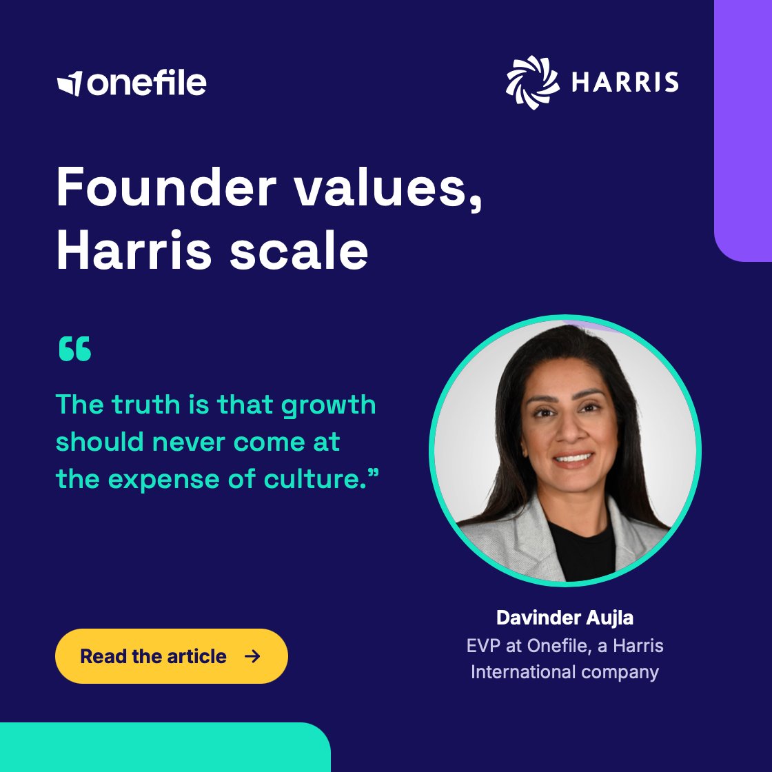 OnefileUK's tweet photo. Growth is about more than getting bigger. It’s about building on what already makes a business great.

Our EVP Davinder Aujla shares her perspective with Harris International Group on the importance of founder values as businesses grow and scale. 👉 https://t.co/brJHcLLUtZ https://t.co/coJQSeZp8z