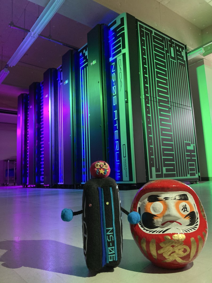 CfCA_NAOJ's tweet photo. アテルイⅢくん&amp;ダルマくん，水沢の地で天文学専用スーパーコンピュータ「アテルイⅢ」とお守りのダルマにご対面することができました！

今日はCfCAの皆んなと一緒に，明日の見学ツアーの解説の練習をしたよ📣

明日10/3(土)は #いわて銀河フェスタ でお待ちしています！
https://t.co/2Rzx1PRvV7 https://t.co/5dg9q1jfUn