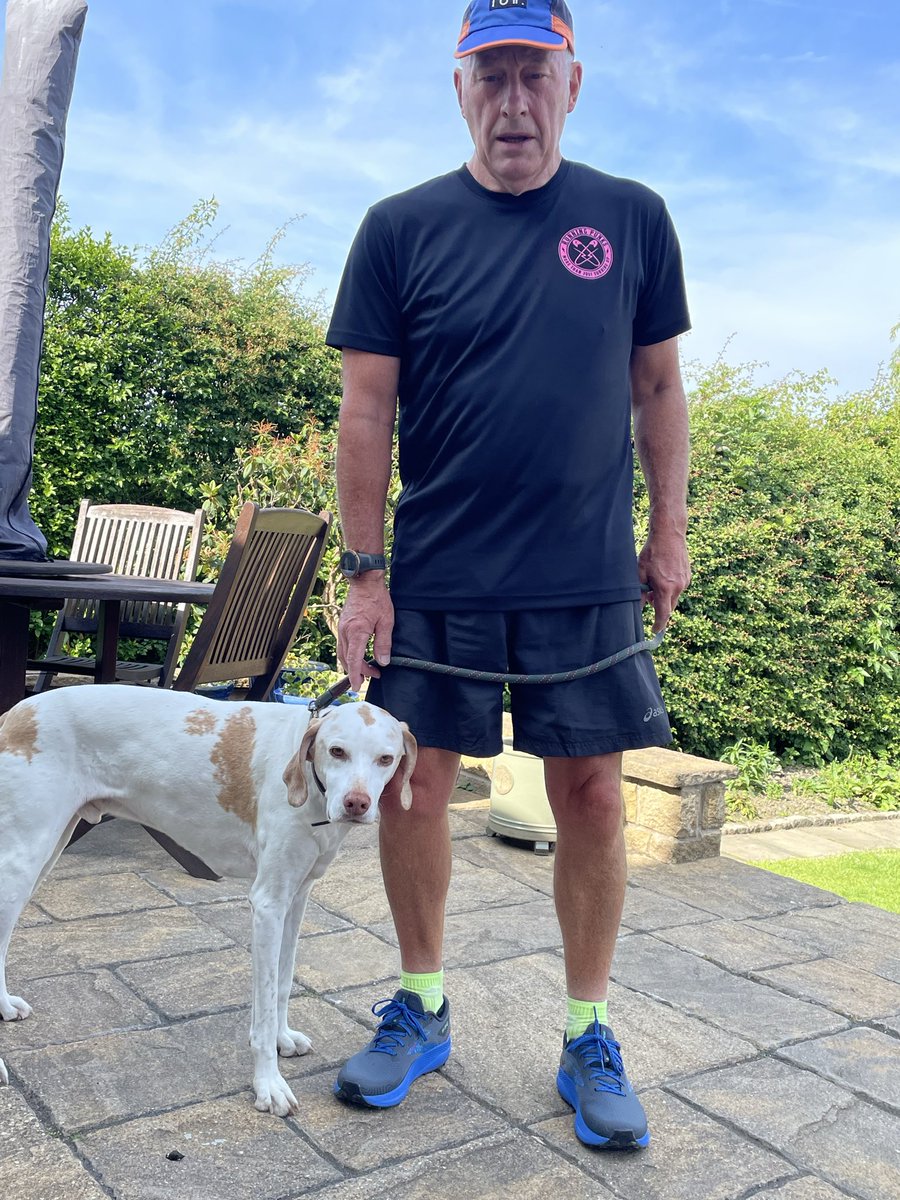 akinlosskid's tweet photo. @ArtMcDonald420 Did our regular #Friday5k this morning as usual. I’m 70yo in 2 weeks. MrFlynn, an English Pointer, is 13.5yo (87+ in dog years). We are each other’s motivation 👍 #dogforlife #lustforlife #pointersrule #runningpunks #noclubrunningclub https://t.co/XqP1f3JaoX