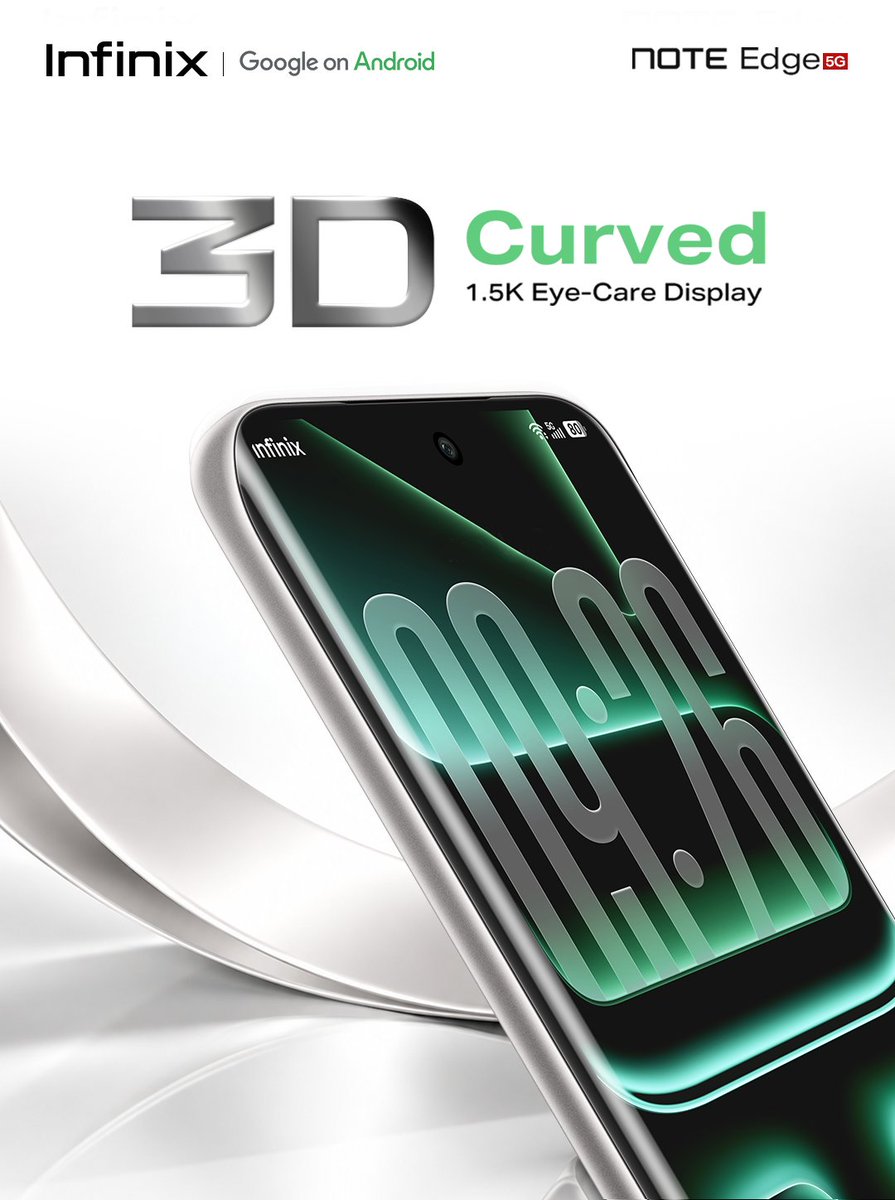 InfinixGhana's tweet photo. Looks good, Feels even better.
The NOTE Edge’s 3D Curved Edge gives you a sleek look, a smoother grip, and an immersive view.
#InfinixGhana #Infinix #InfinixNOTEEdge #NOTEEdge #CurvedDisplay #SleekDesign #TechGhana #EleganceMeetsPower https://t.co/6qgZTSvgQU