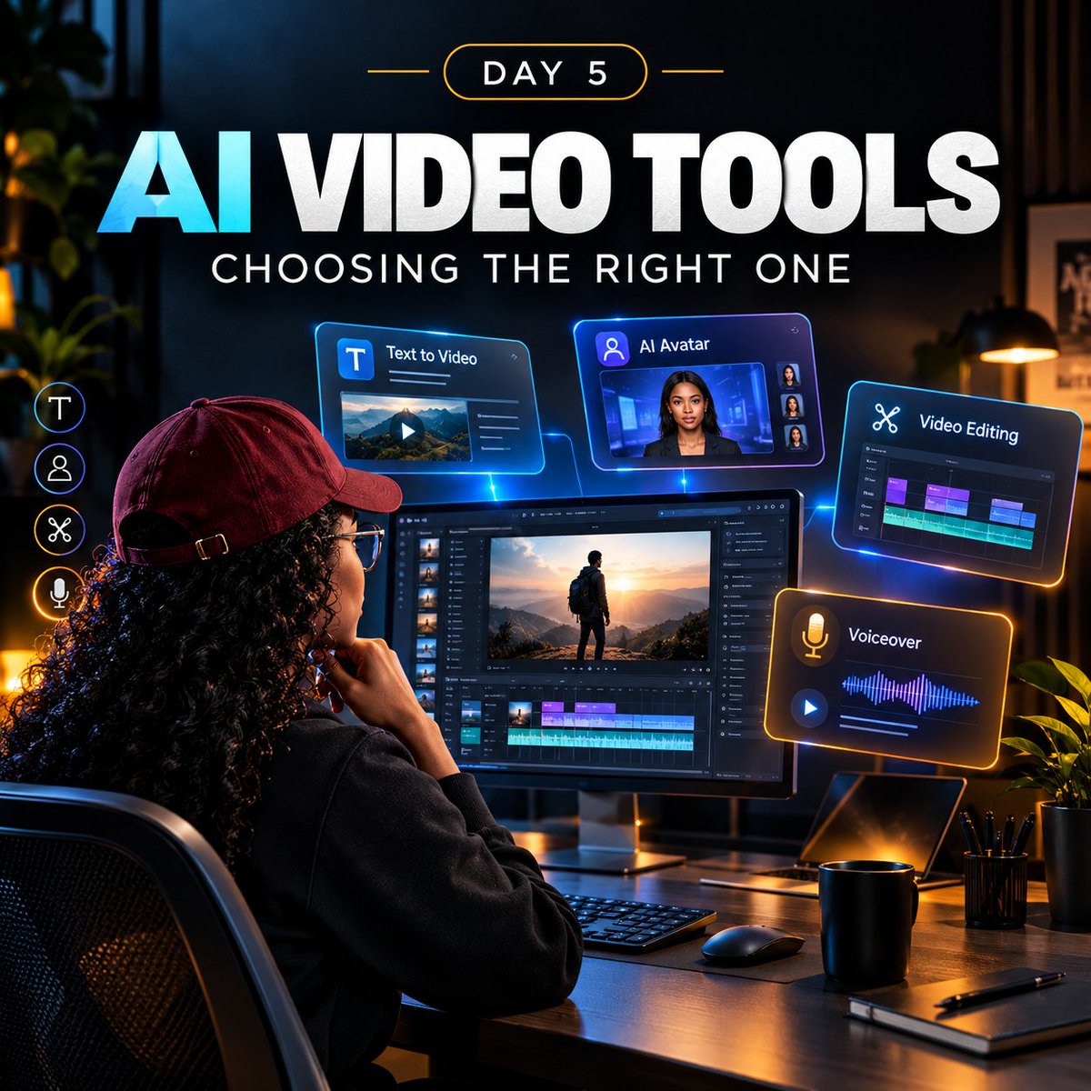 victorcreatesit's tweet photo. There are so many AI video tools now that choosing the wrong one can slow you down.
Script-to-video, AI avatars, text-to-video, editing, voiceovers, each has a different purpose.

My approach: pick one tool that fits your main goal, master it, then expand. https://t.co/H0ER6OAOmL