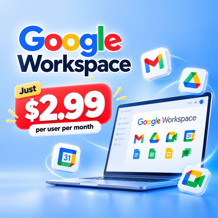 naim_reach's tweet photo. Google Workspace at $2.99/user/month.

→ Business Gmail
→ Drive, Calendar &amp; Meet
→ Professional Workspace
→ Simple &amp; scalable

Built for businesses that need reliable email infrastructure.
More workspace.
Less monthly cost.
#GoogleWorkspace #Gmail #B2B #EmailInfrastructure https://t.co/OrdgWEiv9H