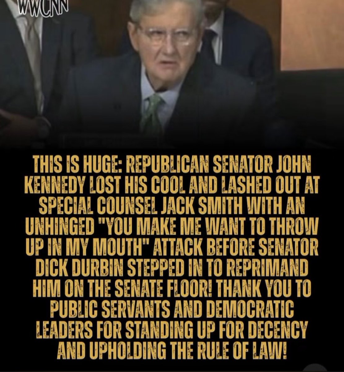 AnnieForTruth's tweet photo. Every time I hear you speak Sen. John Kennedy, “You make me want to throw up in my mouth!” As a Senator, you’re unprofessional &amp; an embarrASSment! That gotcha moment with Jack Smith &amp; little ploy backfired splendidly making both you &amp; Eric Schmitt look like the fools you are! https://t.co/N6gpM8VeWu