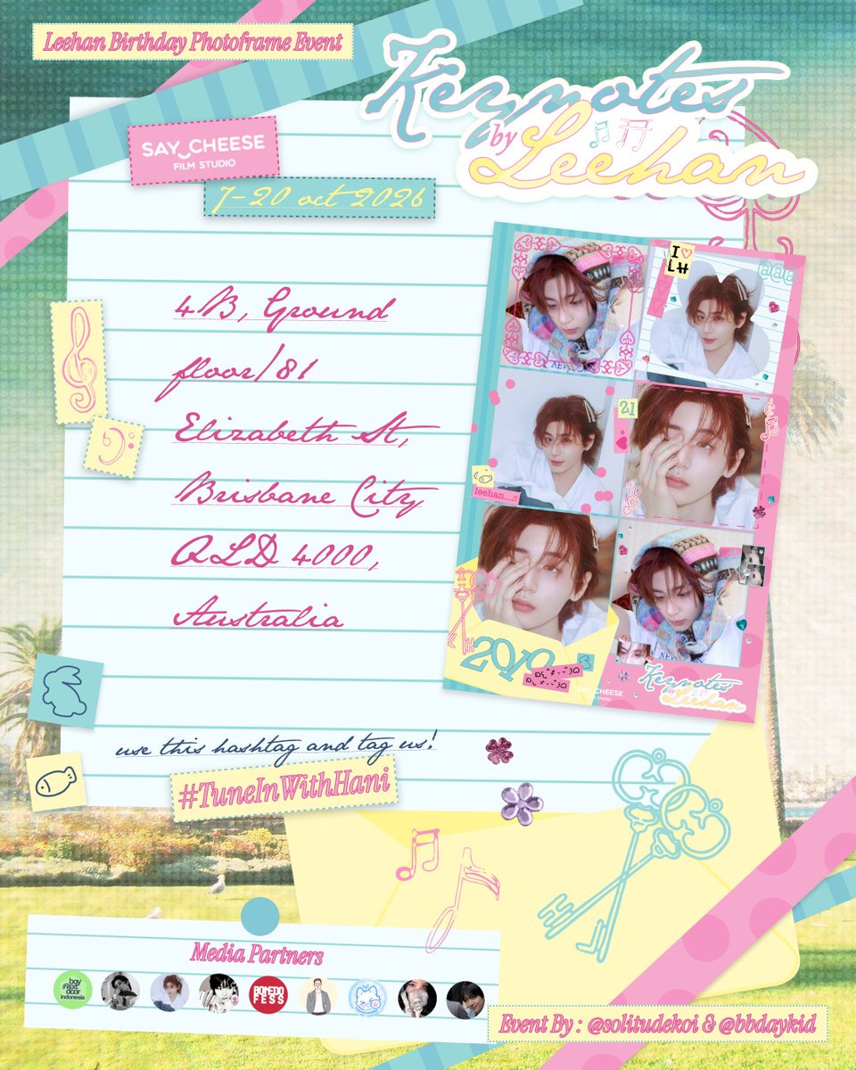 tang__kira's tweet photo. @solitudekoi @bbdaykid 𑣲𝄞 ꩜ ݁ ˖Ი𐑼⋆
Photoframe event for #LEEHAN birthday by @solitudekoi & @bbdaykid .ᐟ
📍Saycheese (🇦🇺)
🗓️ 7 - 20 October 2026
Capture your best moment with our frame and share it using #TuneInWithHani ♡
#BOYNEXTDOOR #이한 https://t.co/rujbDzIT9g