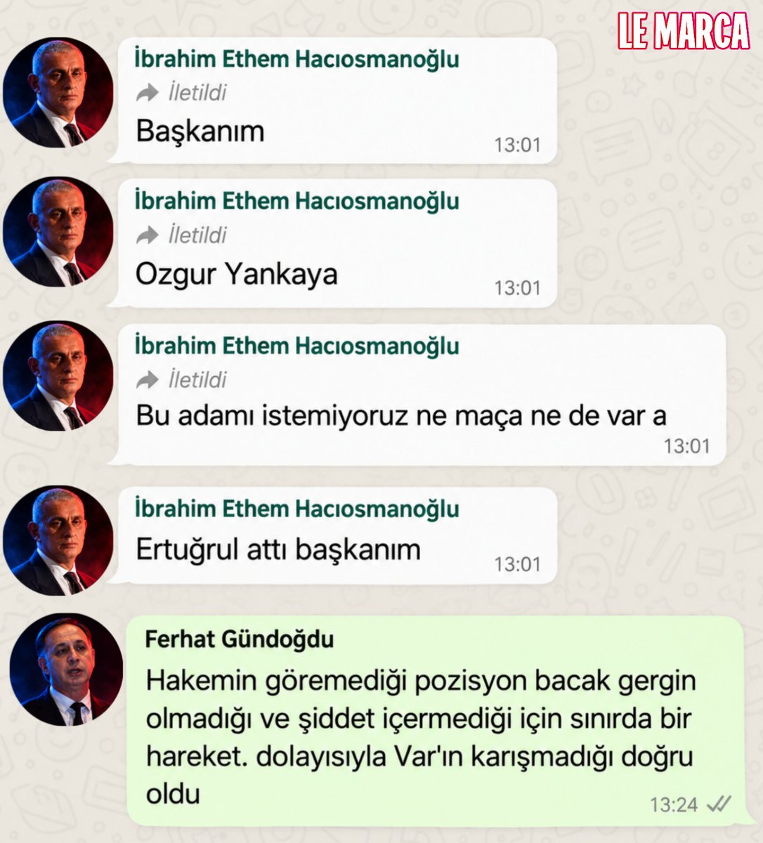 lemarcaspors_'s tweet photo. Federasyon Başkanı İbrahim Hacıosmanoğlu'nun Trabzonspor Başkanı Ertuğrul Doğan'ın hakem siparişlerini MHK Başkanına ilettiği ortaya çıktı.

Aynı İbrahim Hacıosmanoğlu, Okan Buruk'un tepkisi sonrası Oğuzhan Çakır'ı bir kez daha Galatasaray maçına atamıştı. https://t.co/blJfuLVCgw