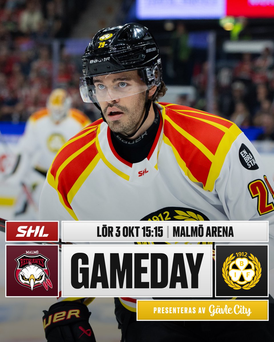 Brynas's tweet photo. GAMEDAY

🏆 SHL
🆚 Malmö Redhawks
⏰ 15:15
🏟️ Malmö Arena
📺 TV4 Sport Live 2 &amp; TV4 Play

Presenteras av: Gävle City https://t.co/Cj1tKOJ0oT