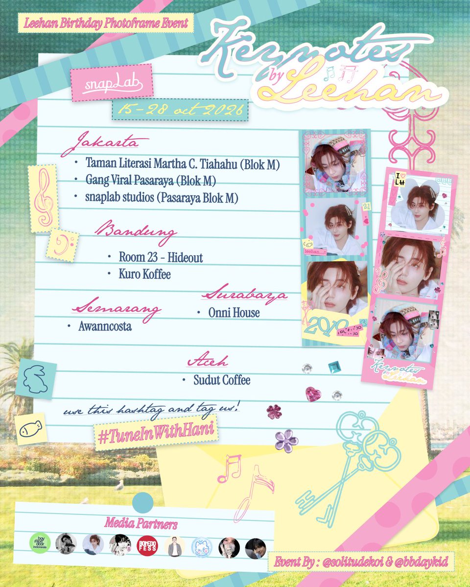 tang__kira's tweet photo. @solitudekoi @bbdaykid 𑣲𝄞 ꩜ ݁ ˖Ი𐑼⋆
Photoframe event for #LEEHAN birthday by @solitudekoi & @bbdaykid .ᐟ
📍Snaplab (🇮🇩)
🗓️ 15 - 28 October 2026
Capture your best moment with our frame and share it using #TuneInWithHani ♡
#BOYNEXTDOOR #이한 https://t.co/3btWh0b6wo