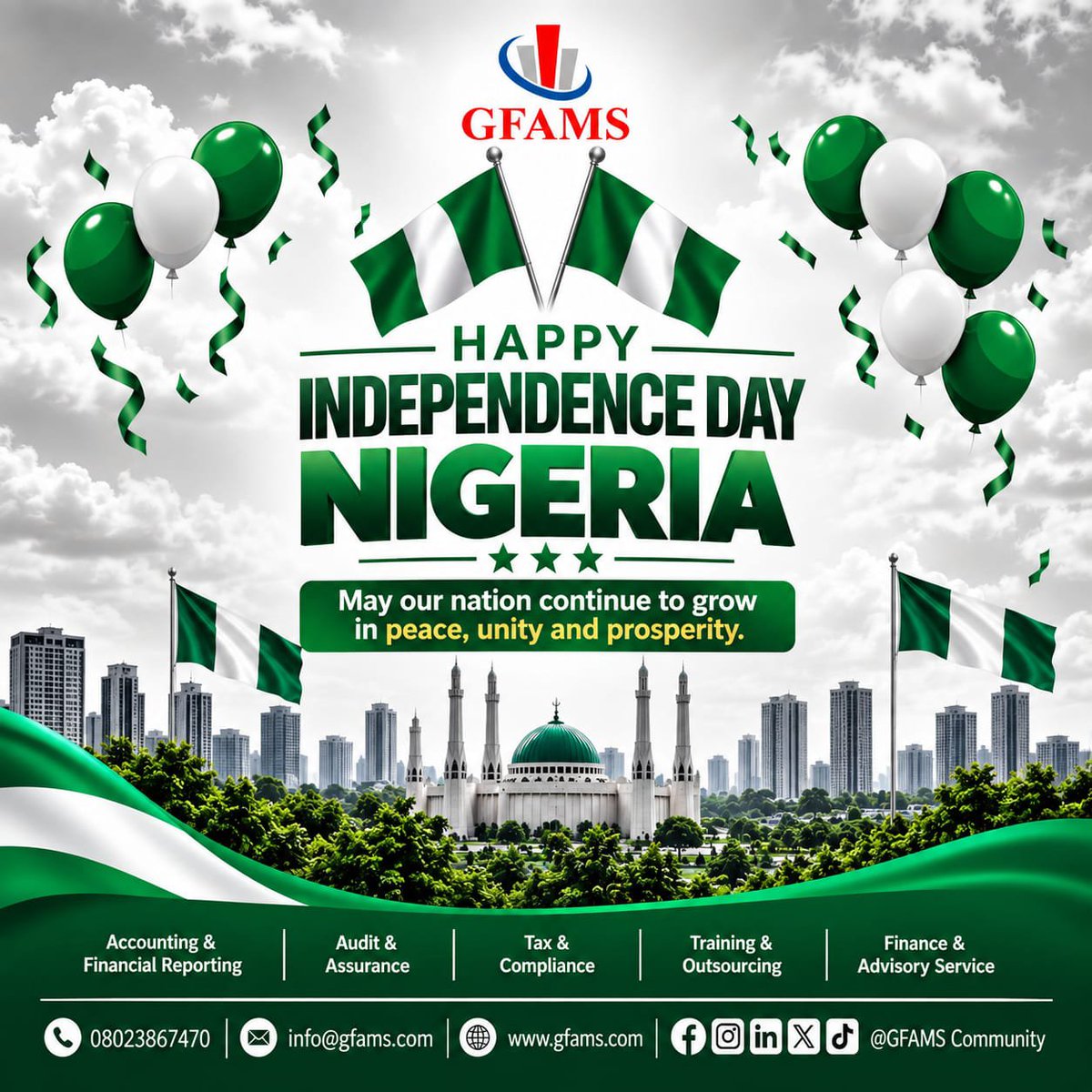 Gfams1234's tweet photo. Happy Independence Day, Nigeria! 🇳🇬

Today we celebrate our nation, its resilience, its enterprise, and the spirit that keeps us building through every season. 

May our nation continue to grow in peace, unity and prosperity. https://t.co/8wp9fXQAbk