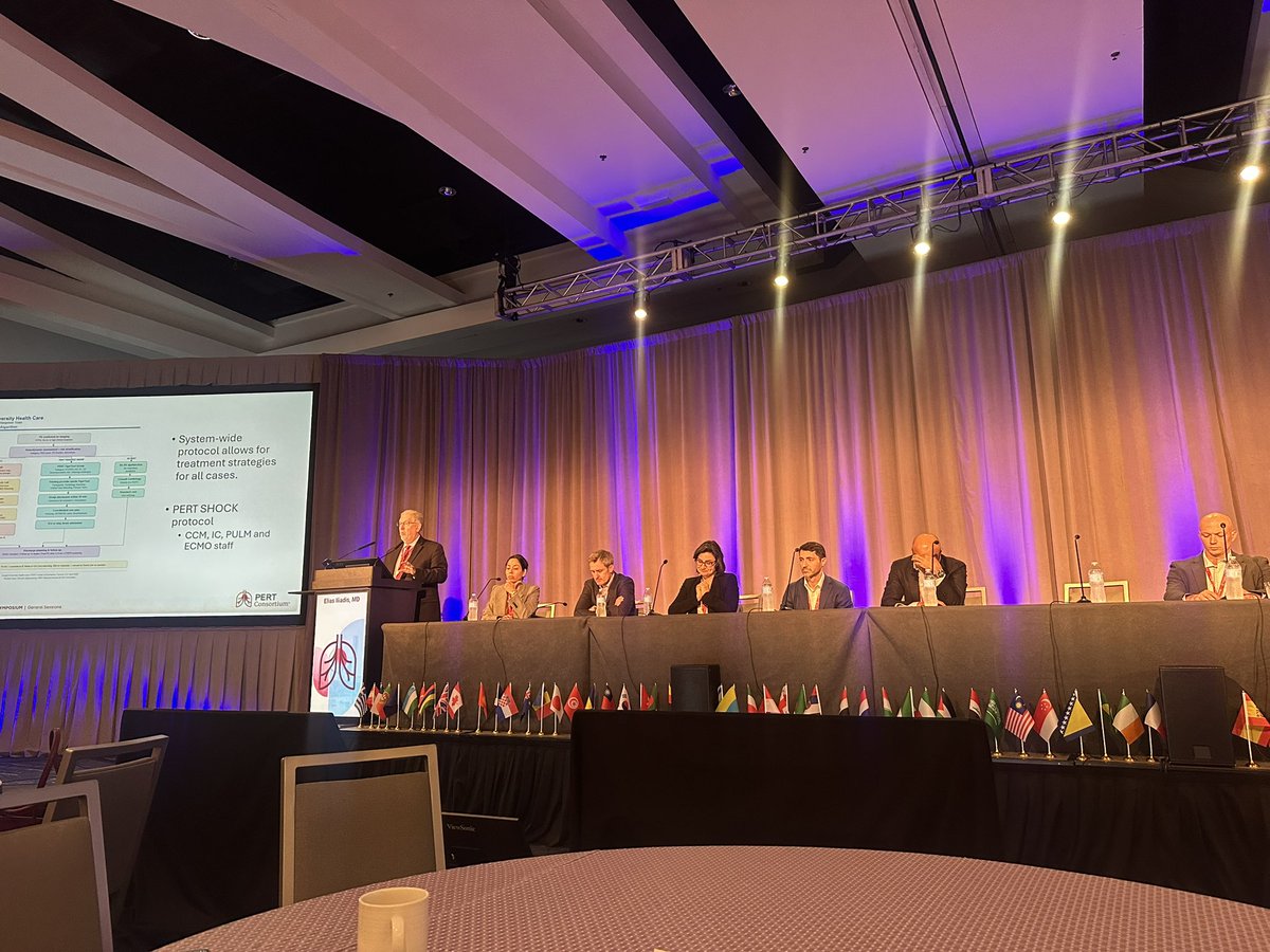 PERTConsortium's tweet photo. Dr. Elias Iliadis discusses and highlights treatment protocols for category E patients in our #HighRiskPE session #PERT2026 https://t.co/YilLDolUnb