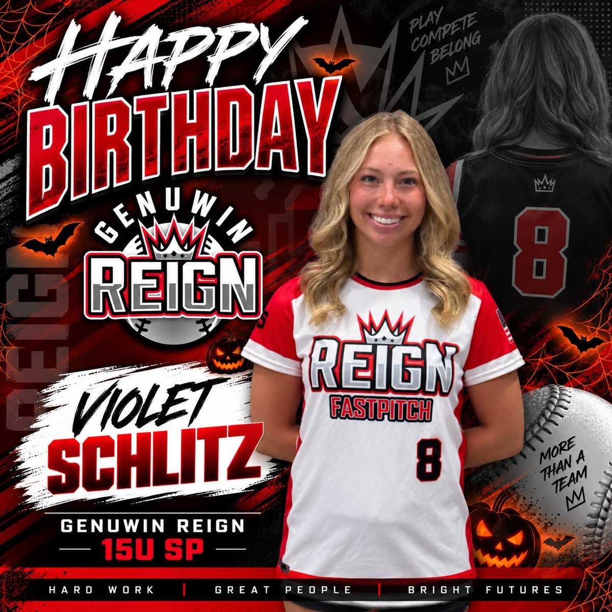 GenuWinReign's tweet photo. 🥳 HAPPY BIRTHDAY, VIOLET! 🥳
Help us wish Violet Schlitz of Genuwin Reign 15U SP a very Happy Birthday!
❤️🥎🖤
Happy Birthday from your Genuwin Reign family! ❤️🖤🤍
#GenuwinReign #ReignFamily #15USP #ReignFastpitch #MoreThanATeam https://t.co/LQdVKTzqMK