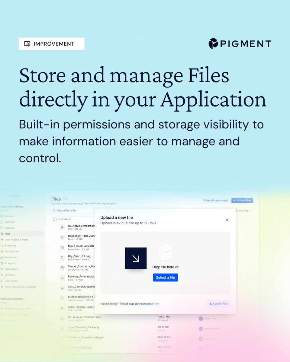 EleonorePigment's tweet photo. Our Product Team shipped A LOT in September.  

Alongside #Pigment Frames, our AI Agents can now pull in content from @NotionHQ, documents can be stored and managed directly in your Application, and you can see exactly what changed in every deployment. 

And that's only part of it. Lots more updates to dig into here: https://t.co/GEv6R0inlw
