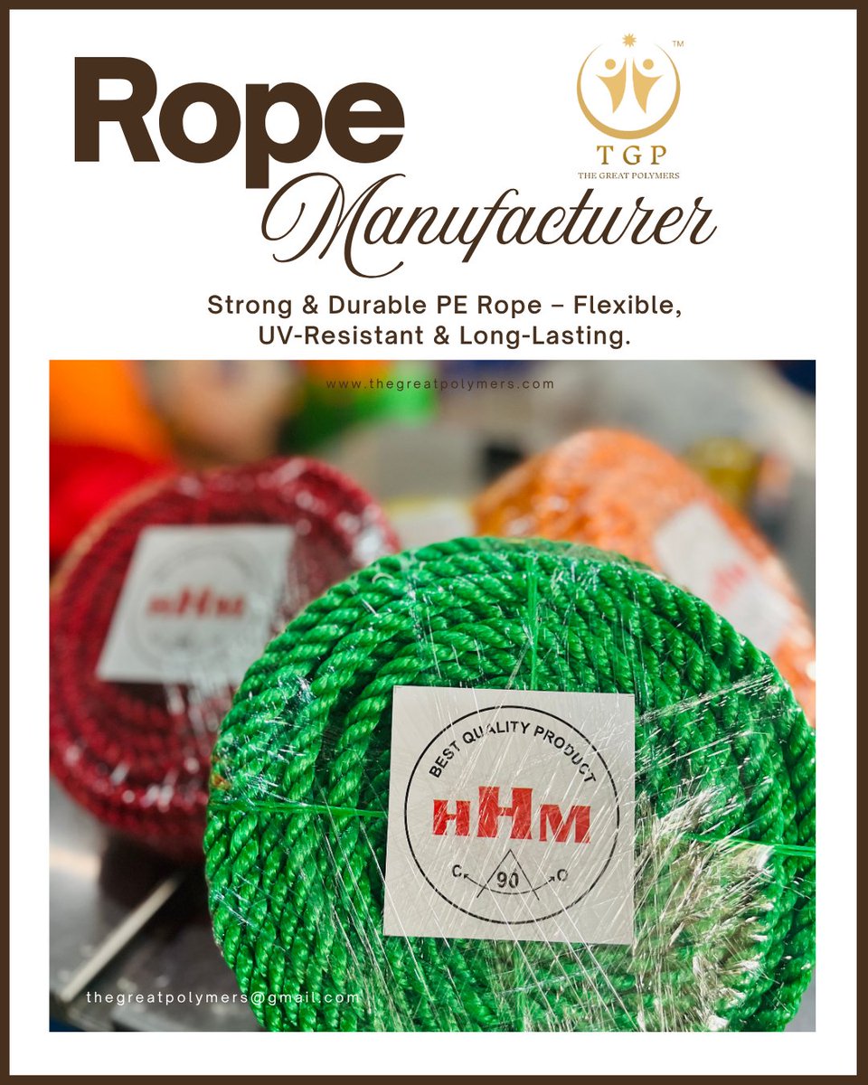 thegreatpolymer's tweet photo. High-Strength PE Rope | Flexible, UV-Resistant & Built for Multiple Applications-THE GREAT POLYMERS/INDIA
https://t.co/FrPDPujjQx
Whatsapp us - https://t.co/83eZn5gr0r
#PolyethyleneRope #PERopeExporter #FishingRope #FishingIndustry #AgricultureRope #MarineRope #MarineIndustry https://t.co/PAAID8fDKG