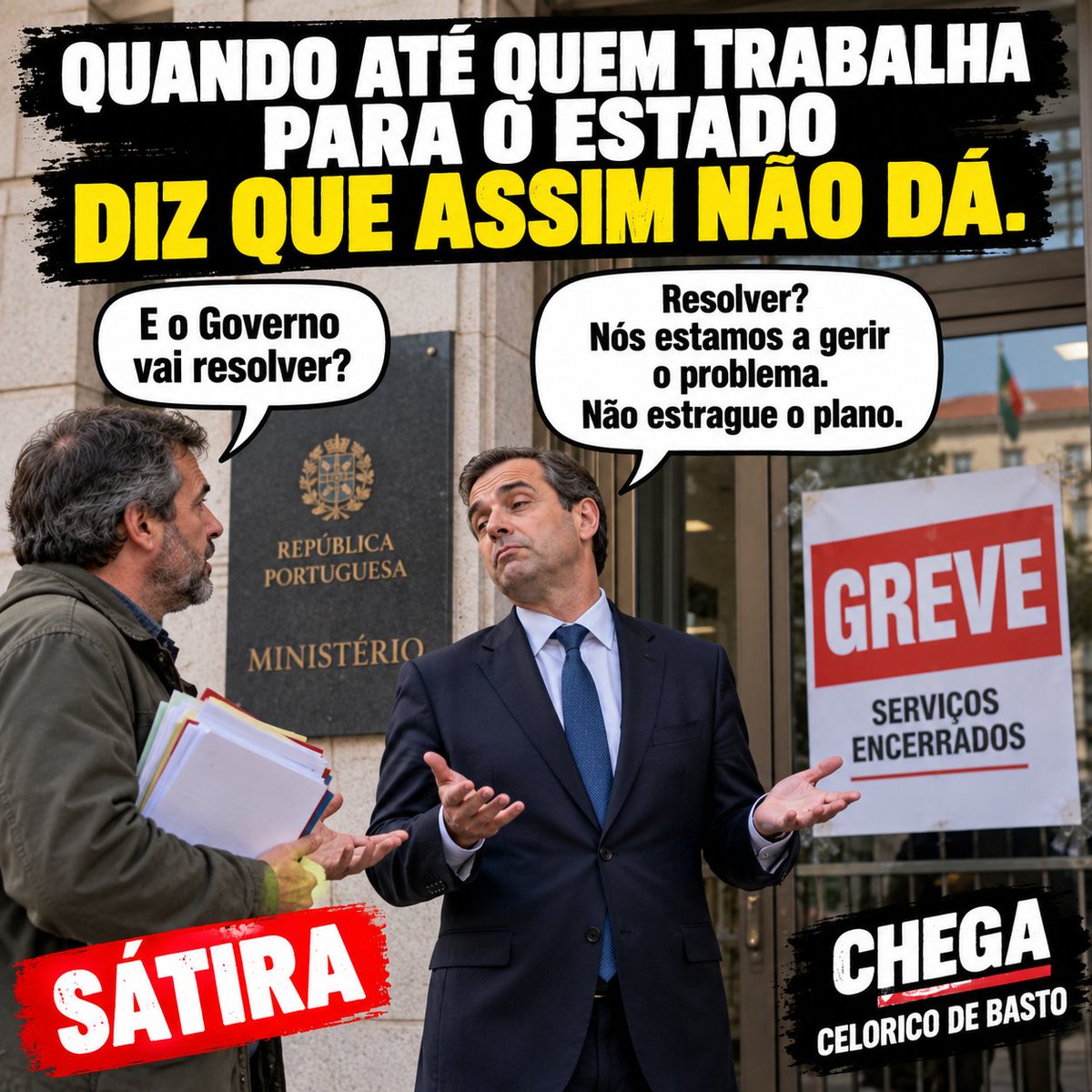 Davidmaserv's tweet photo. Hoje é greve. Amanhã passa.
Os problemas? Esses ficam.
O Governo chama-lhe gestão. 😂
SÁTIRA
#Greve #Portugal #CeloricoDeBasto https://t.co/tpf3vT5oGX