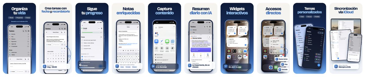 TaskesApp's tweet photo. New App Store screenshots for Taskes ✨

GTD-based areas, projects and tasks, reminders, rich notes, a daily AI brief, interactive widgets and iCloud sync across iPhone, iPad and Mac.

All in one app.

#Taskes #GTD #productivity https://t.co/AwIg8Rqyy1