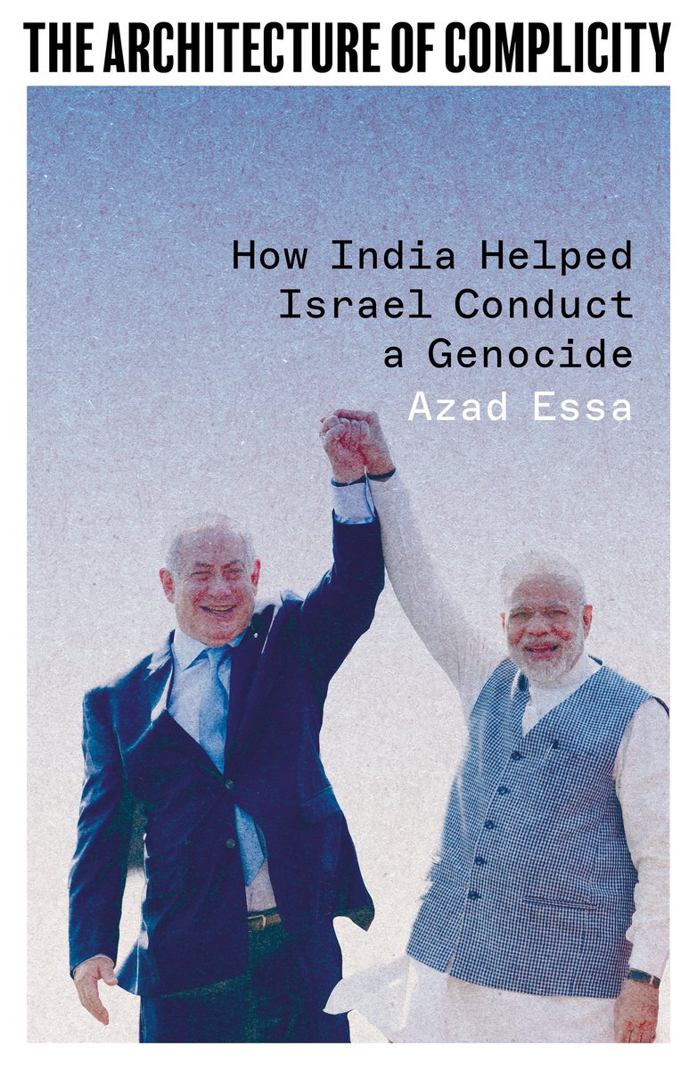 azadessa's tweet photo. My new book, The Architecture of Complicity: How India Helped Israel Conduct a Genocide in Gaza, will be published by @PlutoPress in January 2027.

The book shows how India, which presents itself as a leader of the Global South, helped enable Israel’s genocide in Gaza alongside its Western allies.

It traces media complicity, diplomatic shielding at international forums and the replacement of Palestinian workers with Indian labour. It also examines how and why Palestine failed to become a national political issue in India.

Drawing on previously unpublished military trade data, the book reveals the scale of Indian military exports to Israel during the genocide.

It will be available in the US, UK, South Africa and, hopefully, India.