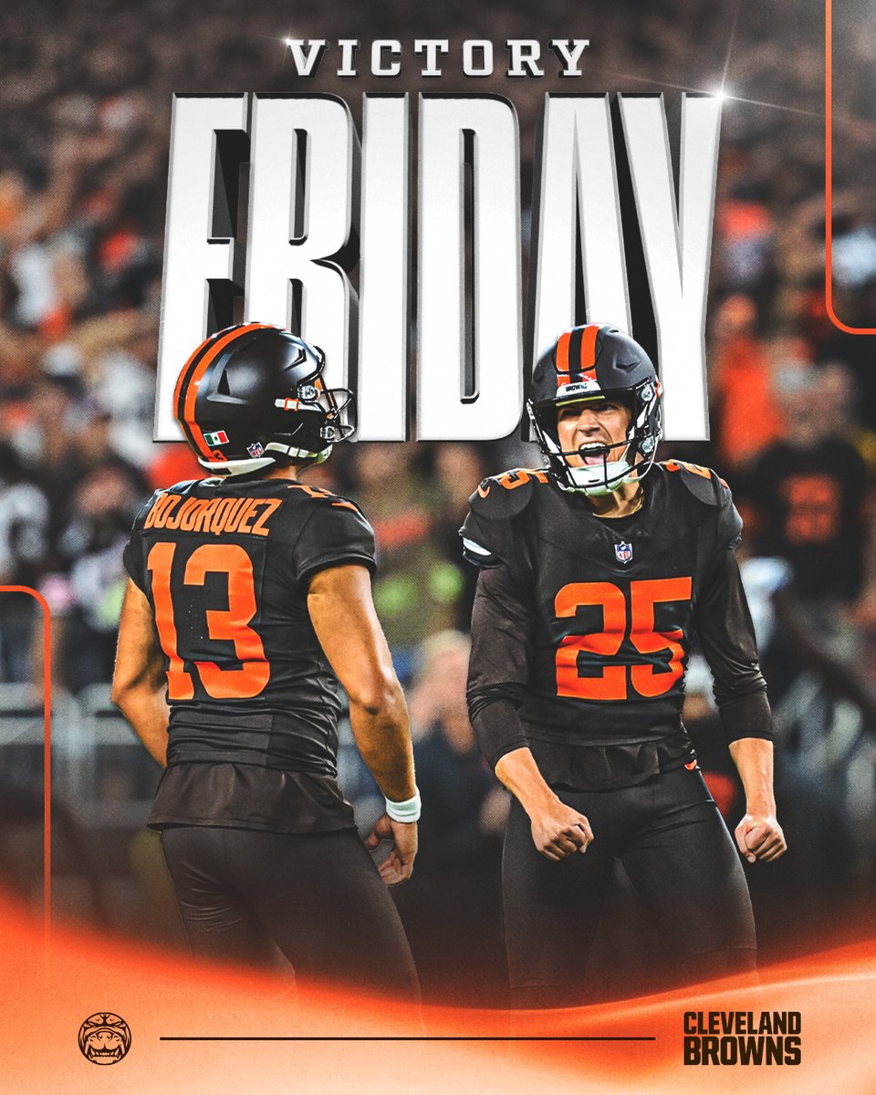 Browns's tweet photo. HAPPY VICTORY FRIDAY TO THOSE WHO CELEBRATE ⚡️ https://t.co/jJGVWUfPEc