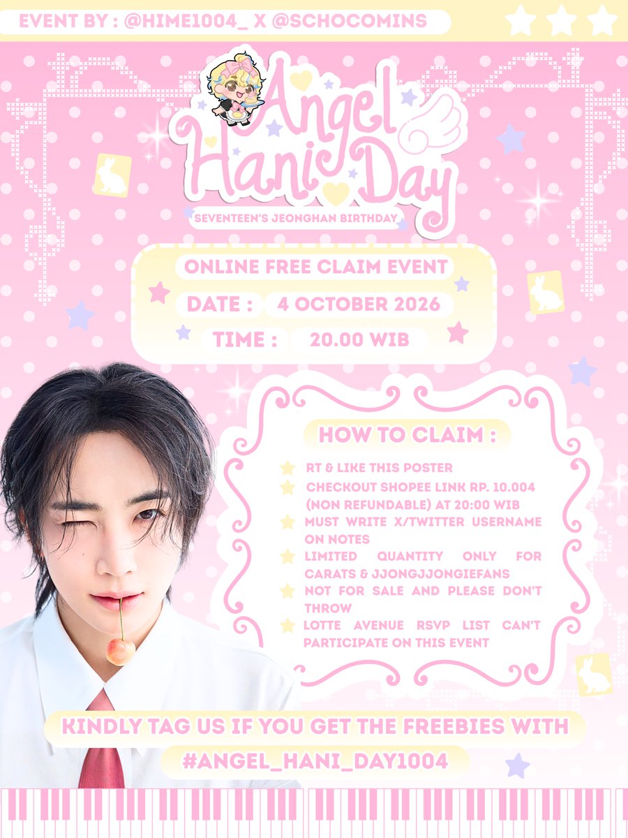 hime1004_'s tweet photo. ౨ৎ♡ANGEL HANI DAY🪽♡ 👼 ♡ ౨ৎ♡

     SEVENTEEN'S JEONGHAN Birthday
        ONLINE FREE CLAIM

 by @hime1004_ x @schocomins 

how to claim:
💕 RT &amp; like this post
💕 check out 🍊on 4th oct, 20:00WIB
💕 please refer to 2nd pic

good luck carats &amp; jjongjjongiefans👼
하니해~ https://t.co/DZCh6FBE93