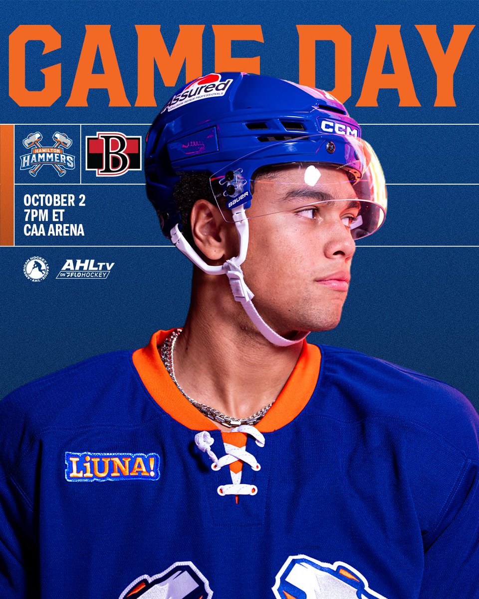 hammersahl's tweet photo. Season 1. Game 1. Let’s get to work. 🔨 

⏰: 7:00 pm
🆚: Belleville Senators 
🏟️: CAA Arena
📺: https://t.co/HCFzgQt9Ei https://t.co/OM56ggmHPB