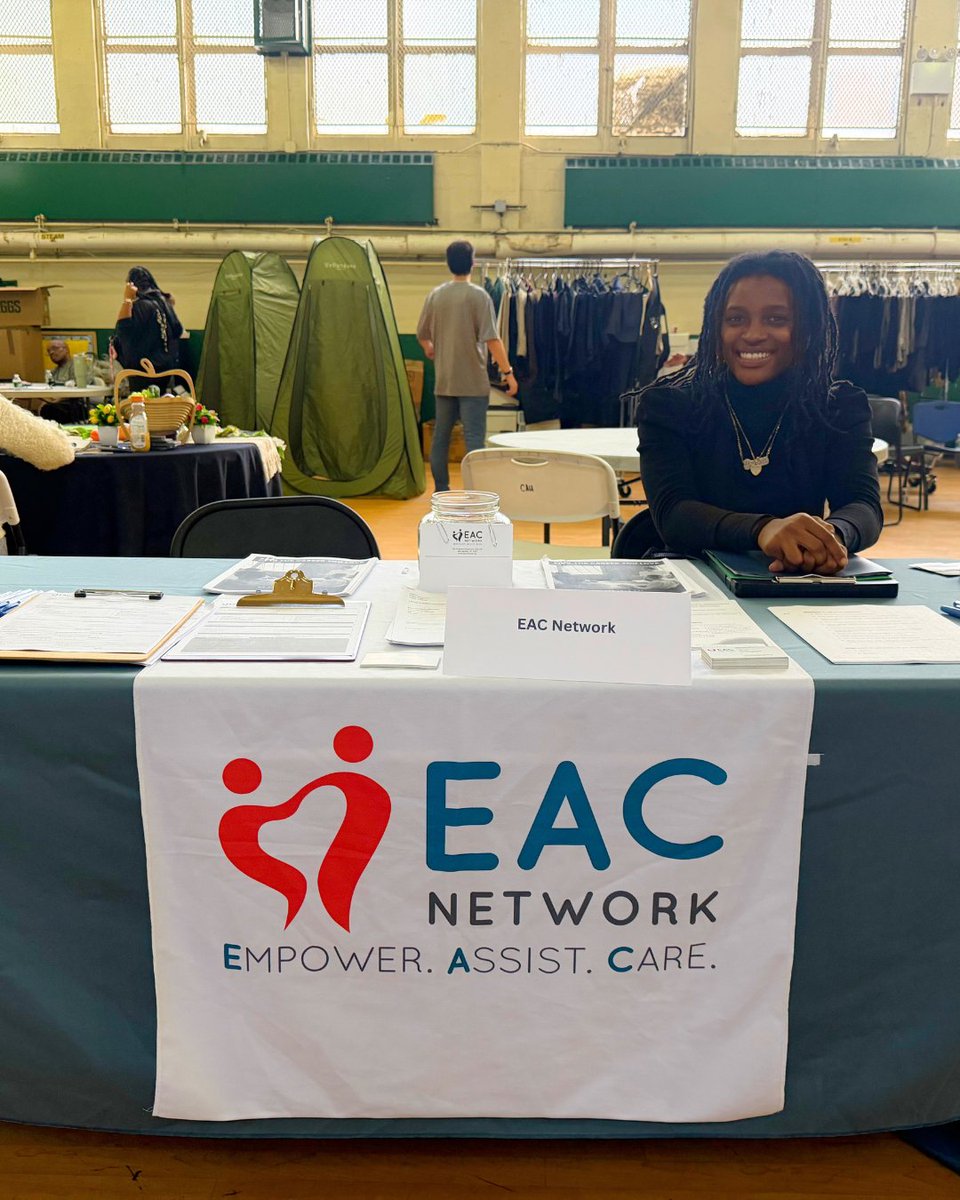 EACNet's tweet photo. EAC Network was proud to table at the 2026 Bronx DA Re-Entry Employment Resource Fair, connecting with justice-involved individuals and sharing resources that can help them move forward. 

Learn more about us at https://t.co/5aJSc8LvcR 

#reentry #employmentresources https://t.co/Gi6hwO5UA2