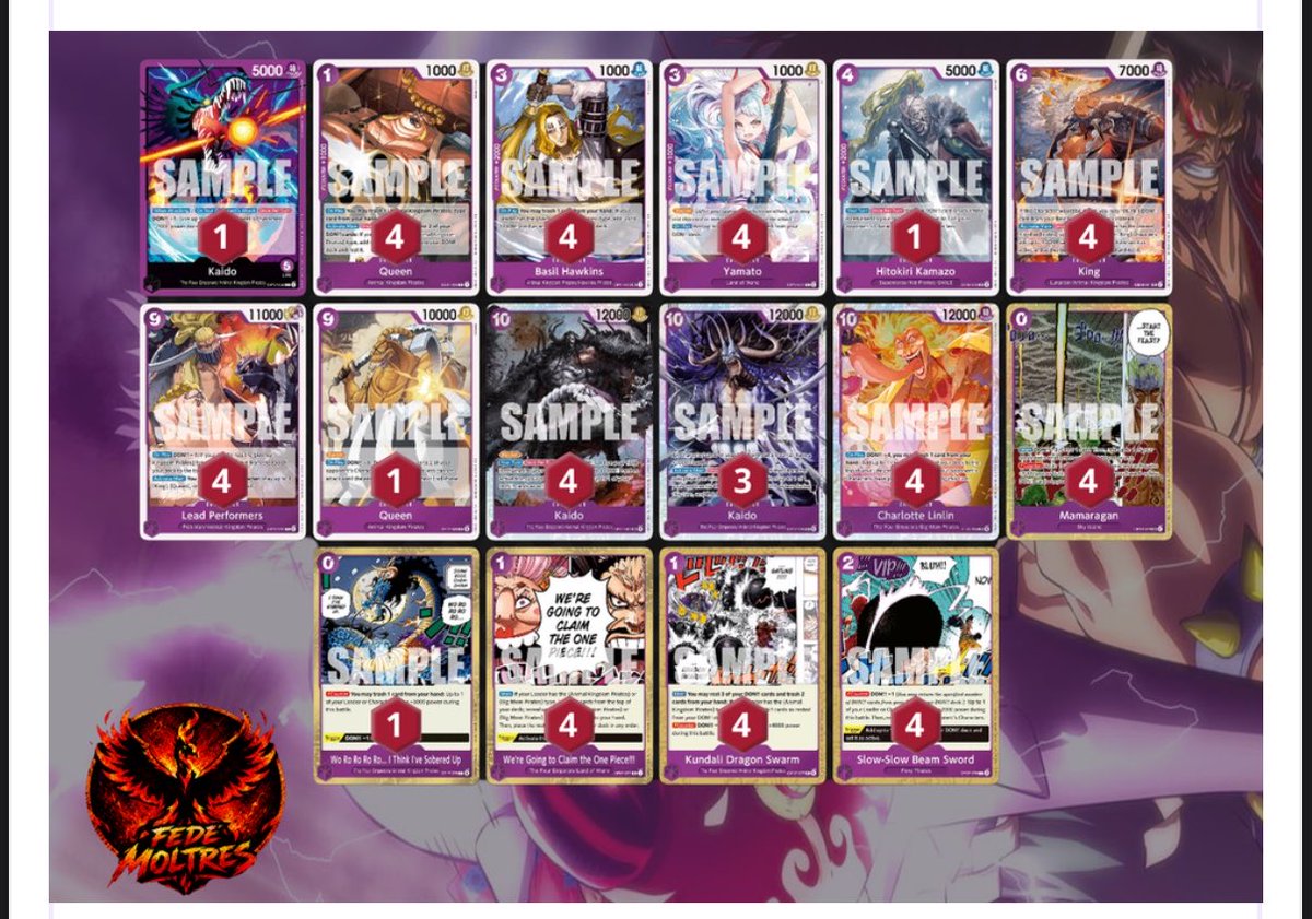 FedeMoltres's tweet photo. Finally my kaido guide is out! 
I Already start test eb05, Kaido will be stronger than now!!
I will Update to eb05 once all cards will be released.
Buying the guide you will have 50% discount on 1 hour coaching session ($20)
eng🇺🇸 &amp; ita🇮🇹 languages avaible
https://t.co/mrGiQQ6FDj https://t.co/x3yoyz9GuM