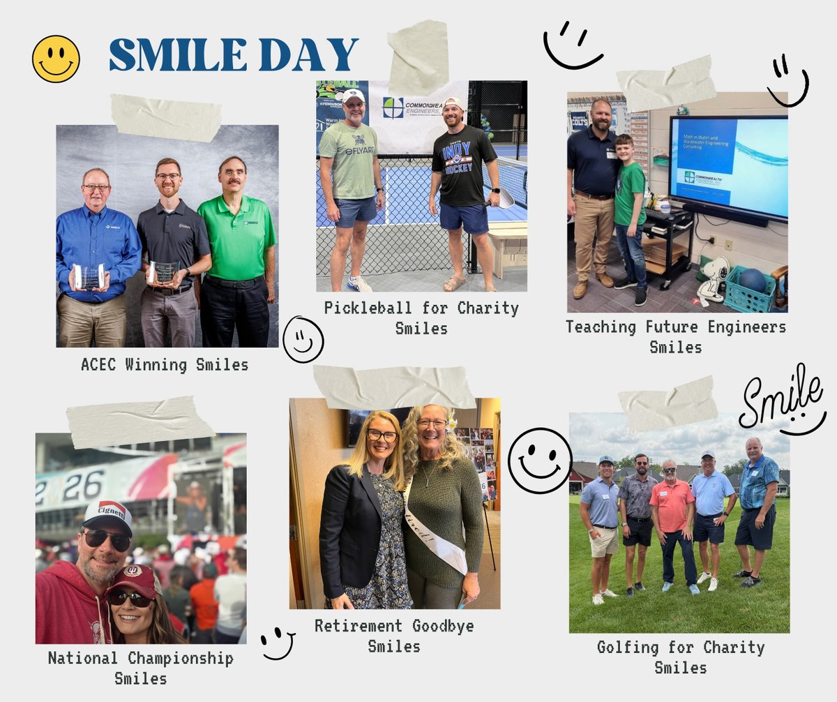 CommonwealthEng's tweet photo. Happy National Smile Day! 😄 From charity events and mentoring future engineers to celebrating retirements and client successes, our team is proud to be building stronger communities one smile at a time. #Smile https://t.co/4BvZuy59JF