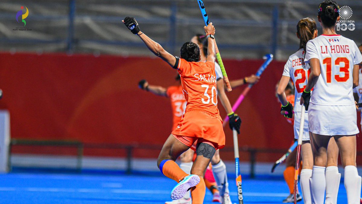 TheHockeyIndia's tweet photo. 𝗚𝗢𝗟𝗗𝗘𝗡 𝗠𝗢𝗠𝗘𝗡𝗧𝗦 𝗙𝗥𝗢𝗠 𝗧𝗛𝗘 𝗙𝗜𝗡𝗔𝗟! 🇮🇳🥇

The Indian Women’s Team defeated China 1-0 in the Asian Games 2026 final to secure their second Asian Games gold! 🏑🏆

Relive the celebrations, emotions and action from a historic night in our match album. 📸❤️

#HockeyIndia #IndiaKaGame #AsianGames2026 #AichiNagoya2026