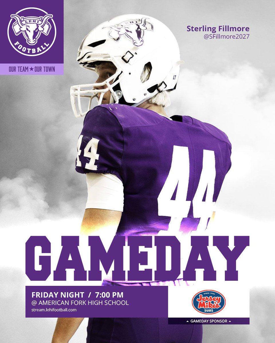 LehiFootball's tweet photo. 🔥 IT'S GAME DAY! 🔥

Lehi Pioneers vs. American Fork Cavemen

⏰ Today @ 7:00 PM
📍@ American Fork High School
📺 Watch: https://t.co/Pe1Fl7NpG4

LET’S GO PIONEERS! Thank you to today’s Game Day Sponsor, Jersey Mikes, for supporting Lehi Football! https://t.co/bSEHb4qaAQ