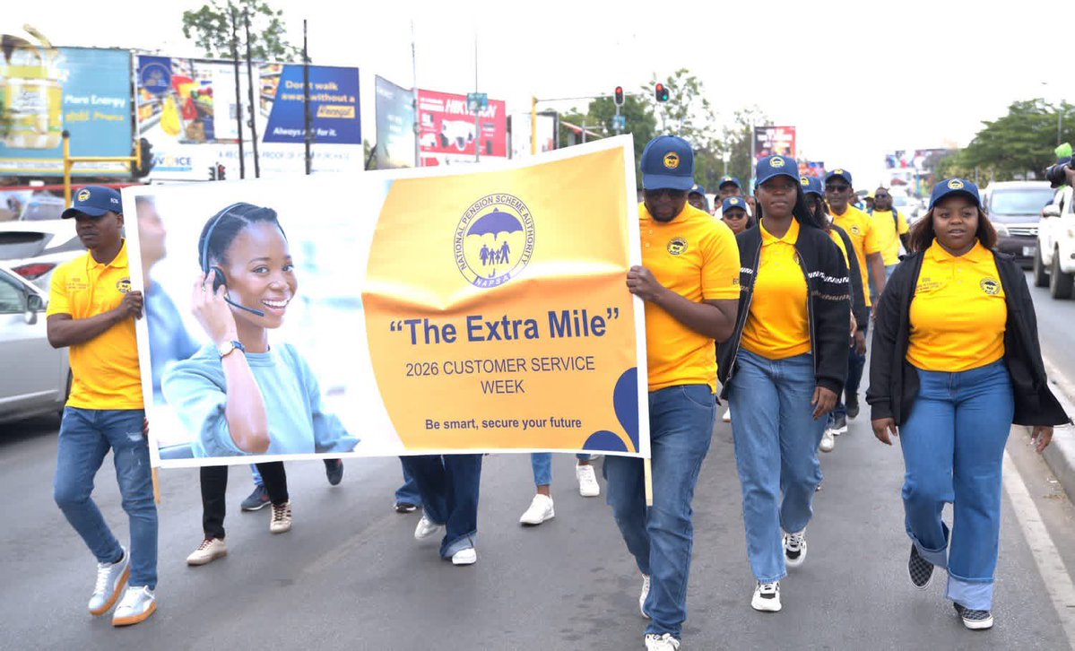 yournapsa's tweet photo. Today, NAPSA joined organisations in commemorating Customer Service Week 2026, under the theme “The Extra Mile.” 

Going the extra mile means listening, responding with care and making every customer interaction count.

#CustomerServiceWeek2026 #TheExtraMile #NAPSA https://t.co/IXzH0ktV8X