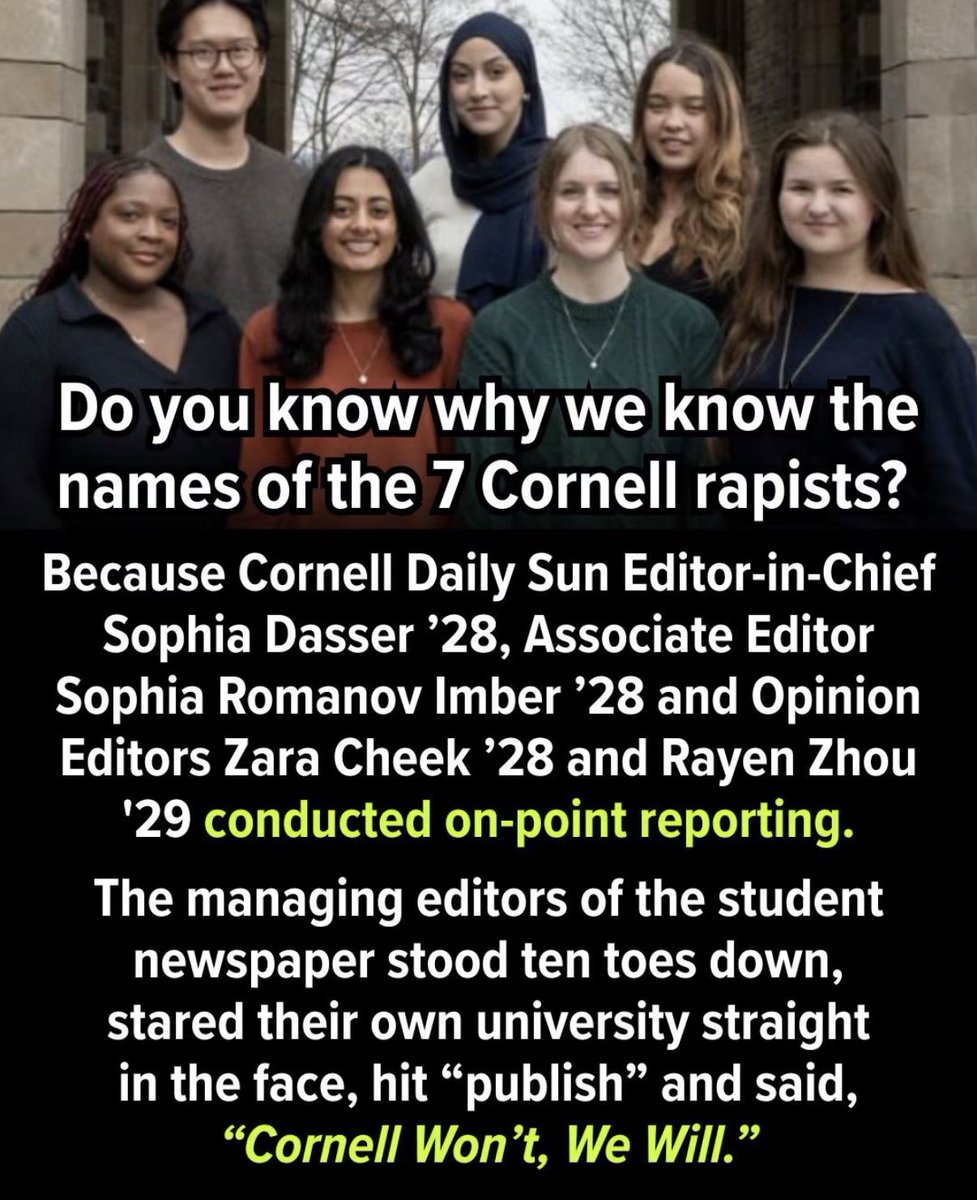 AnnieForTruth's tweet photo. I applaud these student journalists &amp; strong women who reported the facts on this gang rape incident forcing Cornell University to pull it out from under the rug where it was conveniently shoved! This is why the constitution, First Amendment &amp; Freedom of the Press is important! https://t.co/UPkFUSLlF6