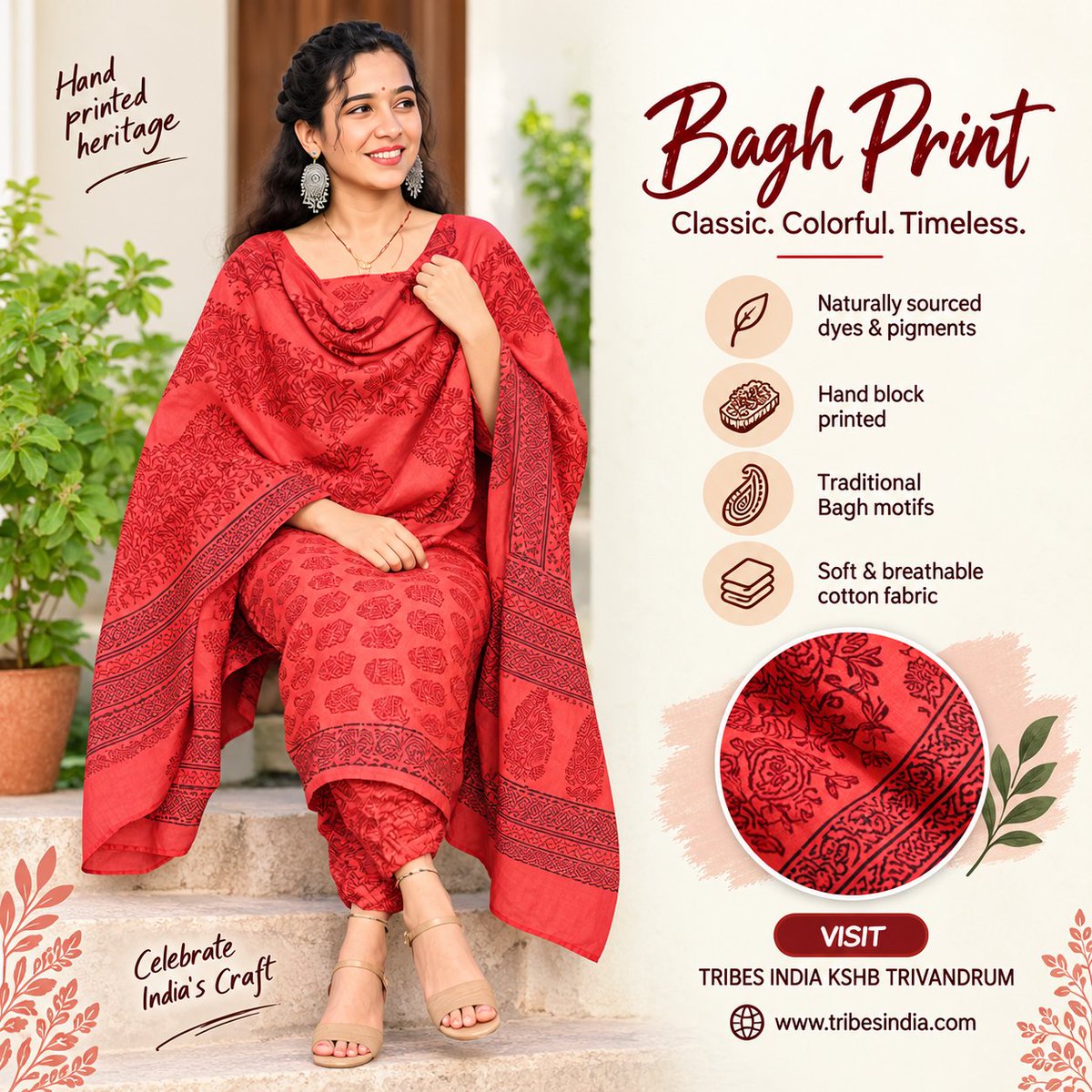 IndiaTribe59390's tweet photo. πΏ Timeless Bagh Print β¨
Hand block printed on soft, breathable cotton using naturally sourced dyes and traditional Bagh motifs. π€
π Tribes India KSHB Trivandrum
π https://t.co/WfTQai1FLU
#BaghPrint #IndianCrafts #Handcrafted https://t.co/pwOF2gV3as