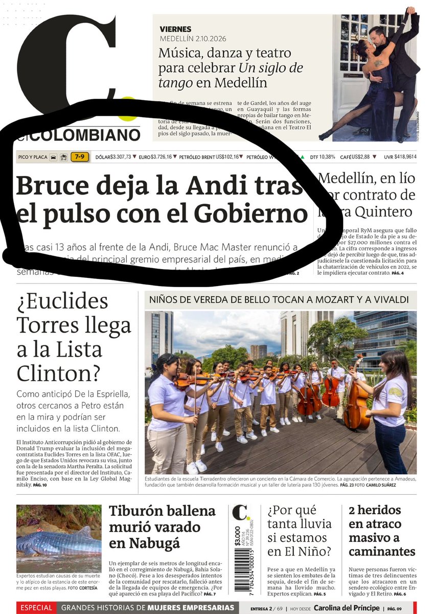 slondonouribe's tweet photo. Si Petro hubiera presionado la salida de un dirigente gremial (lo intentó), el titular sería:
“Peligra la democracia con la intervención descarada del gobierno en los gremios”. 
Suavecitos y cómplices. https://t.co/4JaPanqtsO