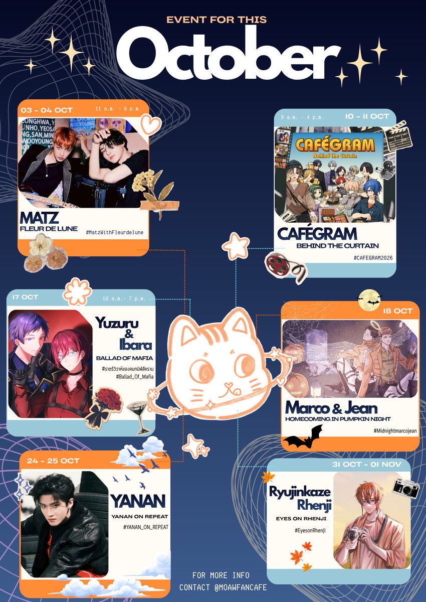 moawfancafe's tweet photo. ม้าวเอา  #ตารางม้าว ประจำเดือนตุลาคมมาให้รับชมแล้วค่าา 

ทั้งเดือนอัดแน่นไปด้วยอีเว้นท์น่ารัก ๆ ทั้งนั้นเลยย มาจอยกันเยอะ ๆ น้าาาา ม้าวคิดถึงเพื่อน ๆ สุด ๆ เลยค้าบ

ในส่วนของรายละเอียดแต่ละอีเวนท์ม้าวจะแปะไว้ด้านล่างน้า⬇️ https://t.co/jUzYXTOlA8