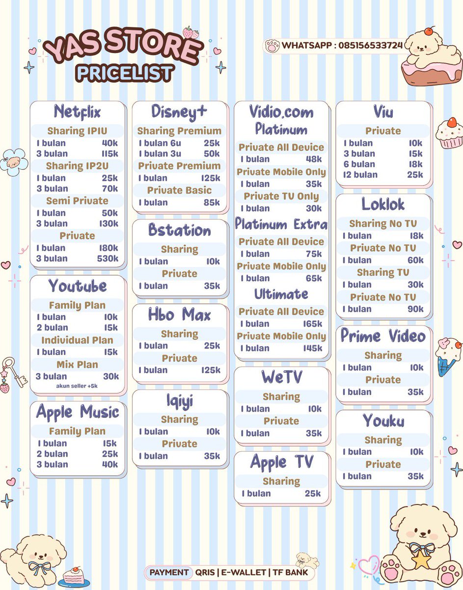 jjetil's tweet photo. prtt pritt mau kasih tau aku redi app prem buat u! garansi seratus persen .

legoo di tawarin ya netflix virio disney iqiyi wetv hbo bstation capcut canva youtube loklok spotify prime appmus mah dll cek pl aja ⭑.ᐟ

ㅡ. https://t.co/f1fxE0ZXDg

wts wtb zonauang 328 https://t.co/EexTAusWnt