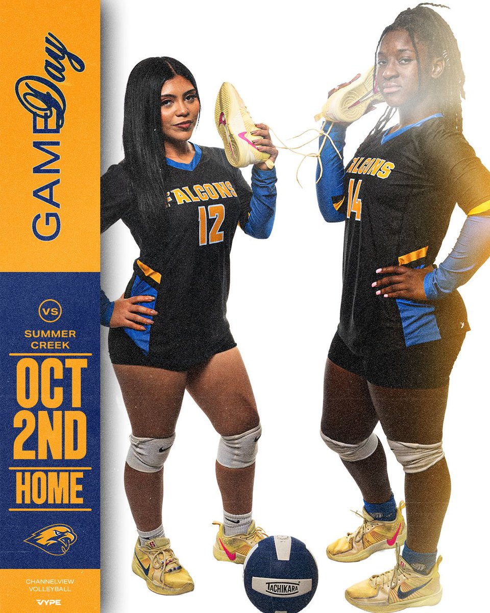 falconsofchs's tweet photo. DOUBLE GAMEDAY IN THE VIEW!
🏐 Lady Falcon Volleyball hosts Summer Creek tonight at the Bill Neal Center.

🏈 Falcon Football hits the road for a district matchup at Crosby.

Two teams. Two big matchups. ONE VIEW.

Let’s go Falcons! 
#WeAreChannelview #FalconProud https://t.co/Xfb8vO4Imq