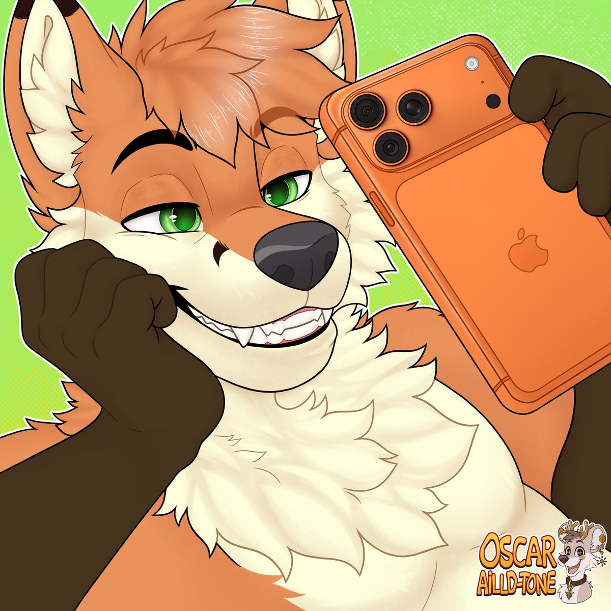 oscarailldtone's tweet photo. Grinning YCH for @AustyTheFox 💚🦊 https://t.co/kCfx8TBCDt