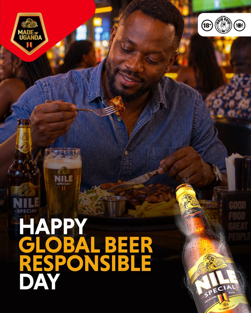 NileSpecial's tweet photo. A good time is better when it lasts. 🍺

Pace yourself, alternate with a non-alcoholic drink and keep enjoying the moment. 💧

Happy #GlobalBeerResponsibleDay! 🍻

#NnenkyaLunaku #CheersToModeration #GBRD2026 #UnMatchedInGold https://t.co/v1VkbP8MmX