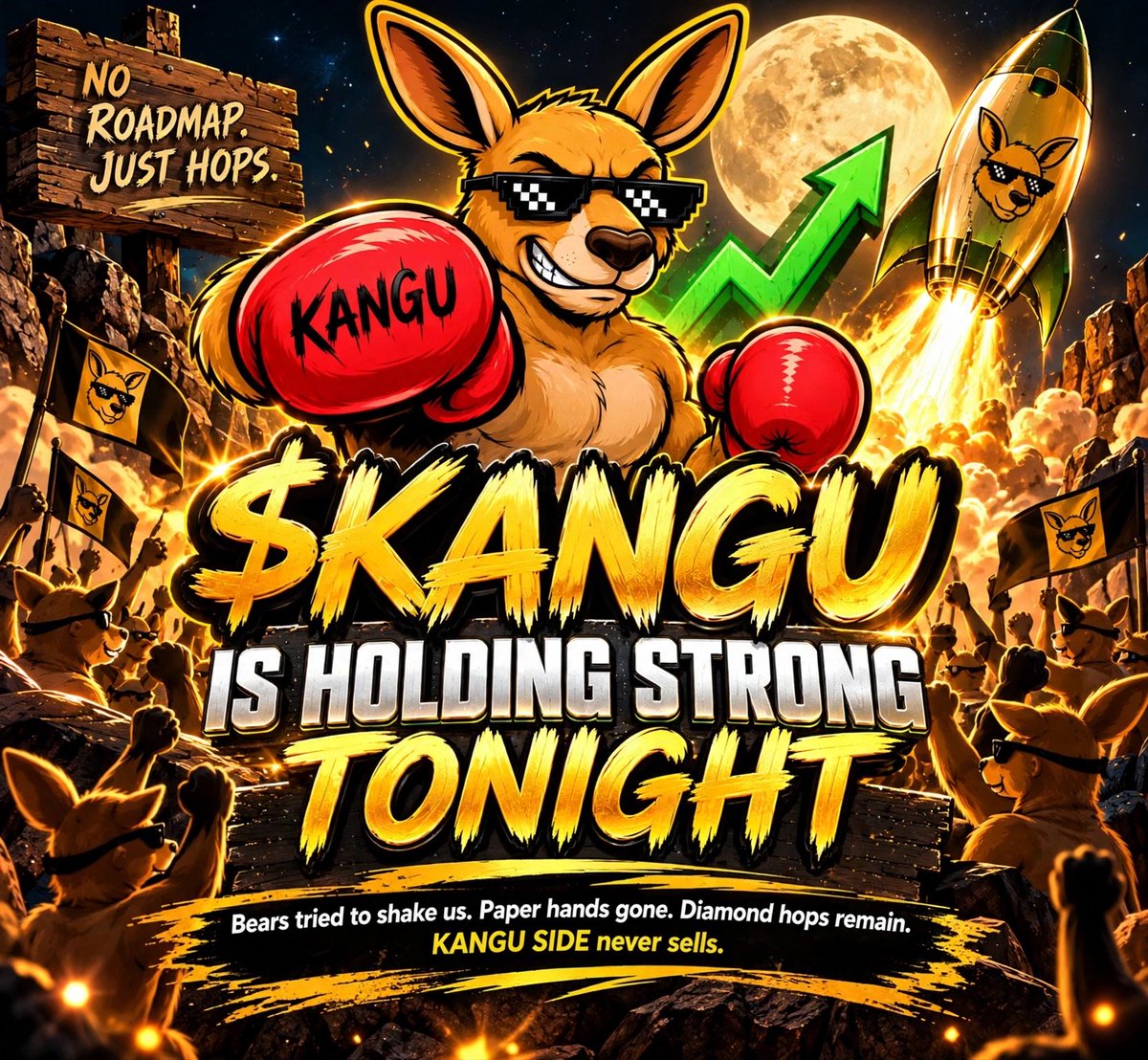 KANGUaus's tweet photo. 💎 $KANGU IS HOLDING STRONG TONIGHT

Bears tried to shake us. Paper hands gone. Diamond hops remain.

KANGU SIDE never sells.
NO ROADMAP. JUST HOPS.

Still here? Drop a 🦘 $KANGU #SolanaMeme
CA: 3irQFVCHznm1FY4PURVsH1VTK9x6TsGEPMp7K7iVpump
https://t.co/m6q2NeVi9m https://t.co/yeIqr1BQs0