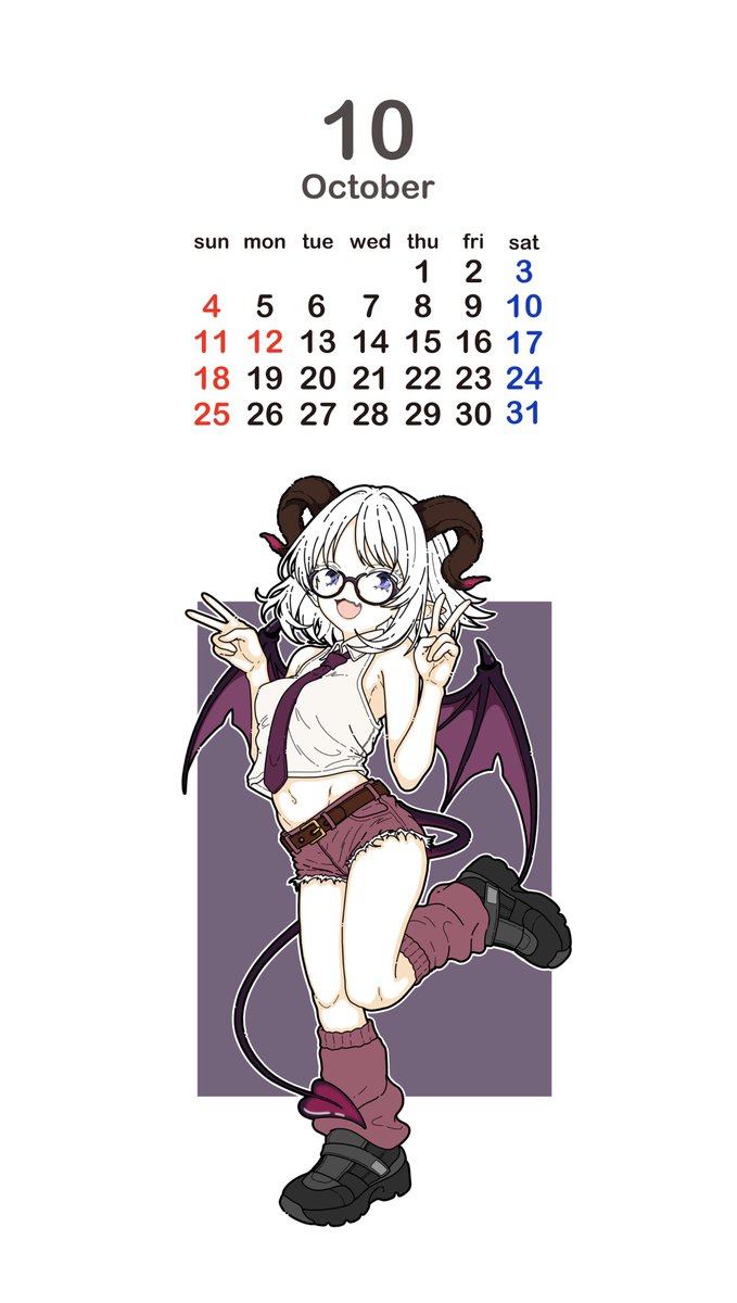 NONNKI_ir's tweet photo. 26年度 10月カレンダーを配布します📅
是非ご利用ください
We will be distributing the October 2026 calendar. Please use all means.

注意禁止🚫：商用利用、二次配布
#カレンダー2026 #イラスト #illustration #oc https://t.co/6VIVZT62g6