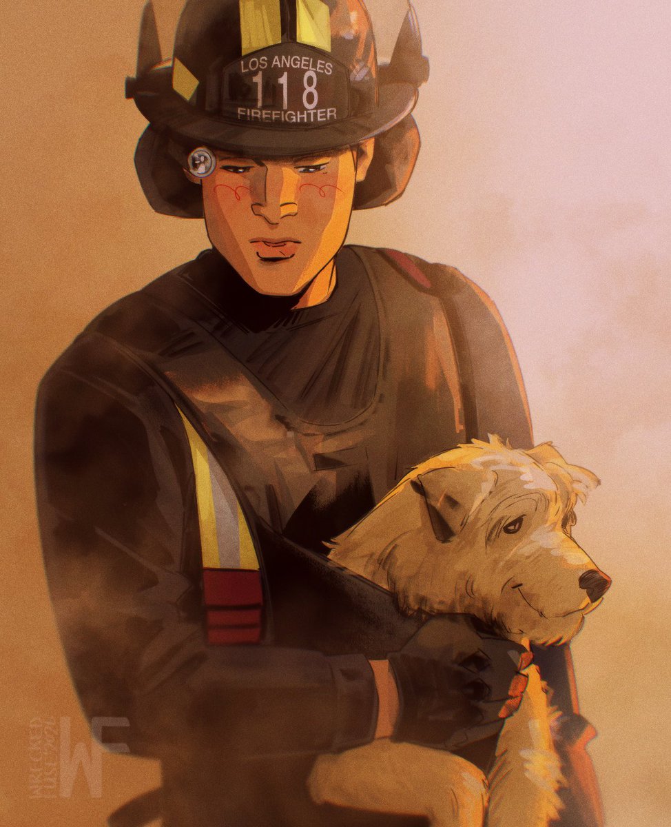 wrecked_fuse's tweet photo. trailer eddie 👨🏻‍🚒🐶🐾
#911onABC https://t.co/tuFCsarhWr