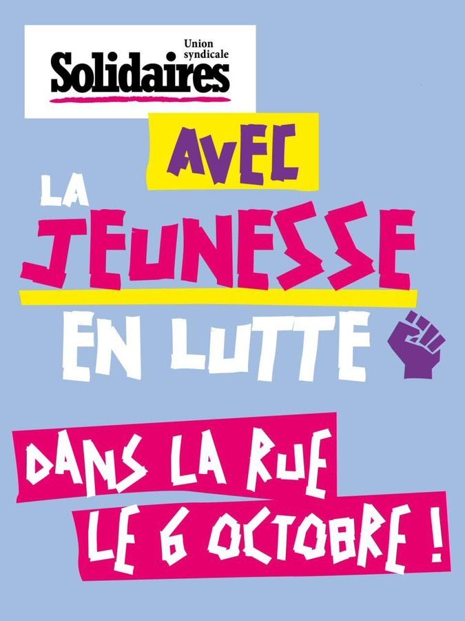 ManonAubryFr's tweet photo. Les plus grandes organisations syndicales du pays, la CGT, la FSU et Solidaires, appellent les travailleurs à rejoindre les lycéens le 6 octobre !

Pour des moyens dans l'éducation, mêmes revendications, même combat ! https://t.co/8nhwEjoy0n