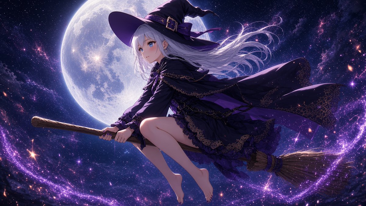 DreamWeaverAI3's tweet photo. Odyssey preparing for Halloween!

#AIart #Waifu #Odyssey #Halloween #Witch #Costume #Broomstick #FullMoon https://t.co/PPUh7S19zb