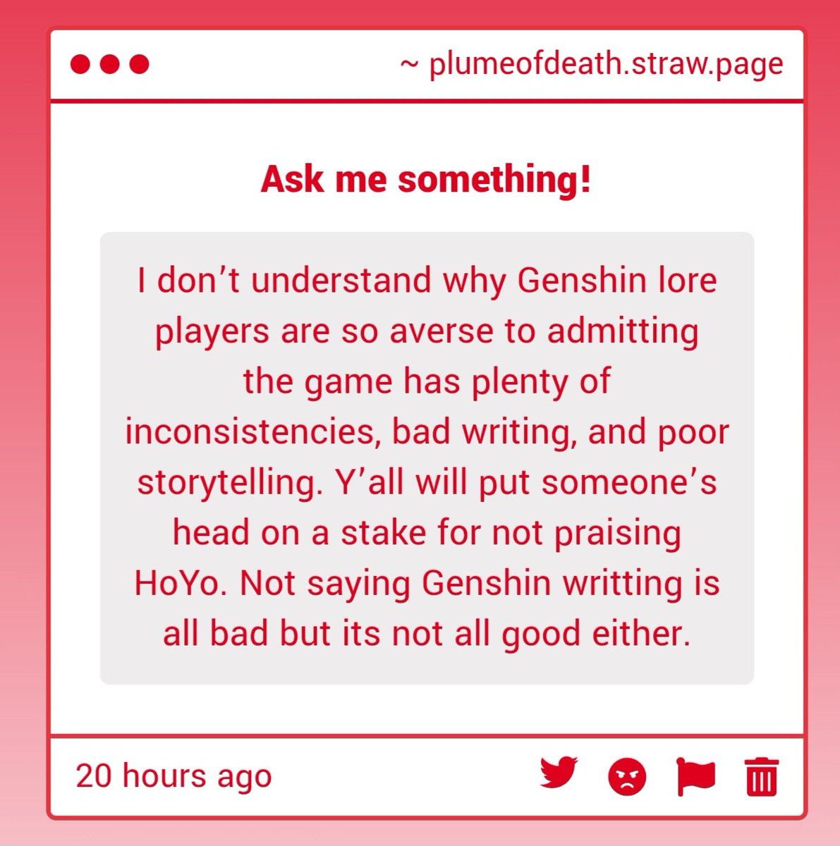 CEOofRonova's tweet photo. Because we aren't. You know why Nod-Krai exists? Because we complained about inconsistencies, plot holes, hidden lore, and flawed writing.

Know why the storytelling improved and is much more "show don't tell" because we complained about it and now have a more immersive experience.

The things people claim as "inconsistencies" nowadays are them literally just not remembering basic info that was told in an AQ, and then they parade around like they're the messiah who's come to free us of our brainwash.

They say something idiotic, get flamed, and instead of admitting fault they just double down and insult everyone instead.