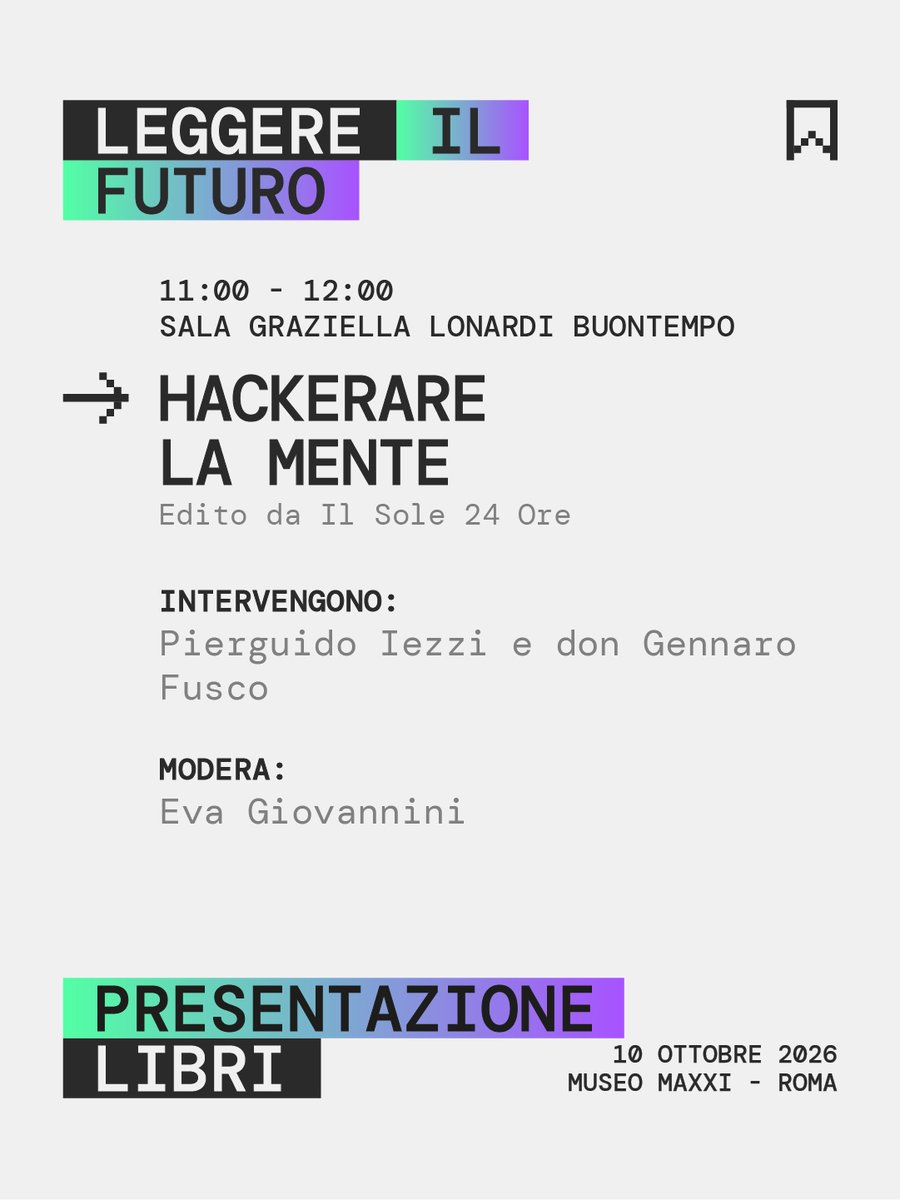 bayramcosmo's tweet photo. 🌌 SALA GRAZIELLA LONARDI BUONTEMPO | Leggere il futuro

Hackerare la mente

🔬 10.10.2026 | MAXXI | Roma

Riserva il tuo posto 👉 https://t.co/g4f5nY90RR

#Bayram #Maxxi #quanti #futuro #fisica https://t.co/qaOgGghk0F