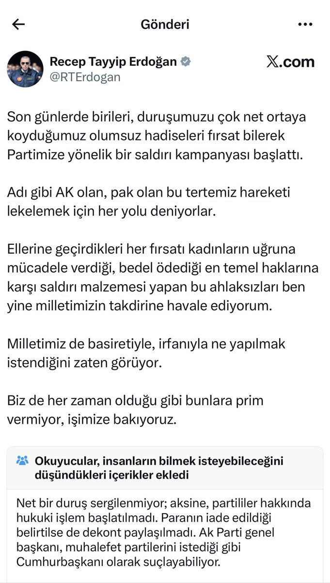 serkanjournos2's tweet photo. Erdoğan’ın X platformunda yayınladığı bir gönderi topluluk notu yedi. https://t.co/wrm8Red6gT